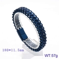 Blue braided stainless steel wheat chain bracelet for men with 180mm length and 11.5mm width - 18cm / Blue