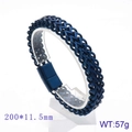 Double-row navy blue wheat chain bracelet with magnetic clasp 200mm length - 20cm / Blue
