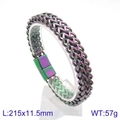 Rainbow plated titanium steel braided curb link bracelet for men 215mm length - 22cm / Colorful