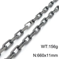 Men's gray-black stainless steel paperclip necklace, 660x11mm, 156g heavy link chain - Matte Black Necklace (KN118757-KFC)