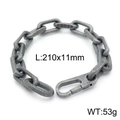 Industrial style men's paperclip chain bracelet in matte silver finish with spring clasp - Matte Black Bracelet (KB144720-KFC)