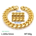 Pulsera cubana dorada para hombre con acabados pulidos y cepillados y cierre de mosquetón - 225*12mm / Dorado