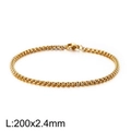 Bracelet homme maille vénitienne dorée en acier inoxydable 2,4mm longueur 200mm - Chaîne de boîte dorée de 2,4 mm (KB126584-Z)