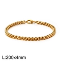 Bracelet homme maille vénitienne dorée 4mm en acier inoxydable avec fermoir mousqueton - Chaîne de boîte dorée de 4 mm (KB126586-Z)