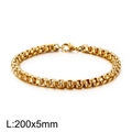 Golden square box chain bracelet for men, 200x5mm size with lobster clasp - 5mm Width (20cm Length) / Gold