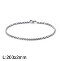Polished silver 200x2mm Venetian box chain bracelet with secure lobster clasp for men - 2mm Width (20cm Length) / Silver