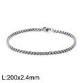 Pulsera de cadena tejida de acero de titanio plateada para hombre L:200x2,4mm - Ancho 2.4mm (Largo 20cm) / Plateado