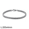 Pulsera de cadena box de acero inoxidable plateado de 4 mm de ancho y 200 mm de largo - Ancho 4mm (Largo 20cm) / Plateado