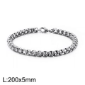 Polished silver stainless steel box chain bracelet for men with lobster clasp, 5mm x 200mm - 5mm Width (20cm Length) / Silver