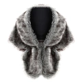 Detail shot of faux fur shawl texture in black and white pattern with realistic soft fibers - Grey with Black Tips