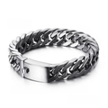 Bracciale cubano da uomo in acciaio inossidabile lucido 16mm stile vintage silver - Colore Acciaio (KB41223-D)