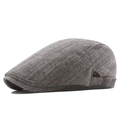 Classic black and grey herringbone newsboy cap with adjustable bronze metal buckle - Khaki (Side Adjusted)