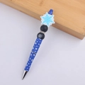 Détail du stylo à perles flocon de neige bleu avec entretoises en strass scintillants - Flocon de neige bleu