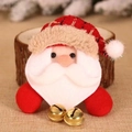 Ornement Père Noël en peluche avec bonnet rouge tricoté et deux cloches dorées - Broche Père Noël LED avec Clochette