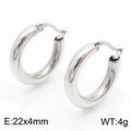 Pendientes de aro de acero inoxidable plateado pulido en variante de 22x4mm - Color Acero