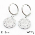 Silver Tree of Life drop earrings with sparkling crystals, 18mm diameter, 7g weight - Silver Earrings