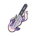 Spilla smaltata creativa con pugnale a fiamme viola e incisione God's Menu - Stile Coltello da Cucina God's Menu (xz9164)