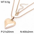 Goldene Herzanhänger-Halskette mit Kugelkette und polierter Oberfläche für Damen - Roségold (KN250824-KFC)