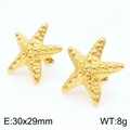 Goldene Seestern-Ohrstecker mit strukturierter Oberfläche, 30x29mm groß und 8g schwer - Gold
