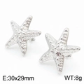 Silberne hohle Seestern-Ohrringe aus poliertem Edelstahl, 30x29mm maritimer Stil Schmuck - Stahlfarbe
