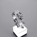 Retro punk tijgerkop armband van roestvrij staal met vintage zilveren afwerking - Vintage Tijger Stijl (KB152906-KJX)