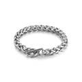Bracciale da uomo in acciaio inossidabile a spiga con finitura argento e chiusura OT - Bracciale da 21cm (KB145989-Z)