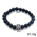 Lava stone bead bracelet with letter D charm on a clean white background - Letter D (KB122500-Z)