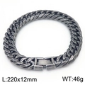 Vintage-Silber-Armband aus Titanstahl im Panzerketten-Stil mit Faltschließe, 220x12mm - Dunkelgraues Armband / Armband