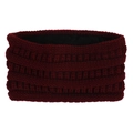 Bandeau d'hiver en tricot rouge foncé avec doublure polaire noire très chaude - Bordeaux