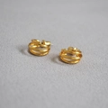 Orecchini a lobo intrecciati a tre cerchi placcati in oro per un look quotidiano chic - Oro
