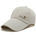 Beige canvas baseball cap featuring a vintage shield patch and classic six-panel structure - Adjustable / Light Beige