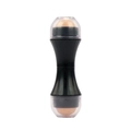 Dual-head volcanic stone oil-absorbing roller with black grip and clear protective caps - Dual Head Black
