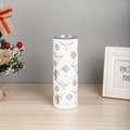 Detail of 20oz white tumbler with cow skull and cactus patterns on a wooden surface - Bull Skull and Cactus