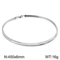 Collar de cadena de serpiente plana plateada 450x6mm en acero con mosquetón - Versión Ancha Plateada (KN107102-Z) / 450x6mm