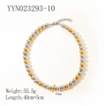10mm two-tone gold and silver beaded stainless steel necklace with 40cm+5cm length - Two-Tone Necklace (10mm Bead)
