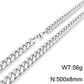 Cadena cubana plateada de 500x8mm con cierre de dragón y acabado pulido para hombre - Cadena Cubana Redondeada Pulida Color Acero (Cierre de Langosta) / 20cm