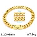 Pulsera cubana de 8mm dorada para hombre con acabados brillante y cepillado - Dorado