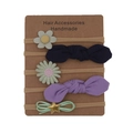 5-piece baby headband set with fabric flowers and stars on elastic nylon bands - Light Green Series Style