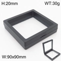 Detail view of 90x90mm black suspension jewelry display box with push-to-open latch - Black Square Suspension Box (KQP354)