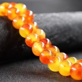 10mm round semi-finished orange and yellow agate beads for DIY jewelry making - Red Flower
