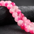 Polished 10mm pink and white colorful agate stone beads for DIY jewelry making - Edged Rose