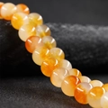 Orange and white striped 10mm round agate stone beads for DIY jewelry making - Deep Edged Yellow