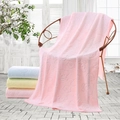 Pink microfiber bath towel with embossed bear pattern and soft coral fleece texture - 150g Embossed 70*140 / Light Pink