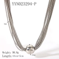 Mehrlagige Punk-Halskette aus Edelstahl mit einem polierten 25mm Spiegelkugel-Anhänger - 25mm Kugel / 98.8g / Silber (YYN023294-P)