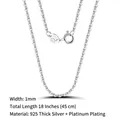 925 sterling silver cuban chain necklace, 1mm width and 18 inch length in silver finish - Calendered Chain / 1mm/45cm