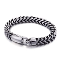 Bracelet pour homme en acier inoxydable argenté avec chaîne tressée et fermoir poli robuste - 22cm / Noir Acier