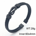Men's black twisted cable knot bangle in stainless steel, size 60x4mm, 28g weight - Knot Style (KB169019-KLHQ) / Black