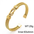 Minimalist twisted rope knot open bangle bracelet in polished golden finish for men - Knot Style (KB170128-KLHQ) / Gold