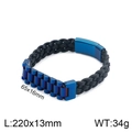 Pulsera de hombre en acero de titanio con cuero trenzado negro y eslabón azul - Estilo C Azul (KB99944-K)