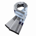 Warme winter sjaal voor heren met een klassiek blauw, grijs en zwart ruitpatroon en franjes - Hemelsblauw Geruit